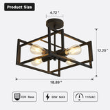 ZGLAOJT 4-Lights Close to Ceiling Light，Black Light Fixture Industrial Flush Mount Ceiling Light ，Farmhouse Chandelier Lighting for Kitchen Island Dining Room Bedroom Foyer Hallway ZGLAOJT