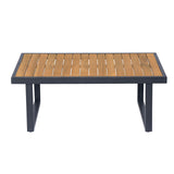 Christopher Knight Home Alvin 3-Piece Acacia Wood Metal Patio Furniture Set, Outdoor Sectional Conversation Sofa Chat Set with Coffee Table and Ottoman for Backyard or Balcony, Teak+Beige+Black Christopher Knight Home