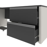 BESTAR Connexion U-Shaped Workstation with Two Oversized Pedestals, Slate/Sandstone Bestar