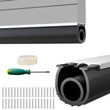 Symyda 16.5Ft Heavy-Duty U+O Ring Garage Door Seal, Garage Door Bottom Seal with Pre-drilled Aluminum Track Retainer Base Kit, Universal Rubber Garage Door Gasket Bottom for Buffering Sealing (Black) Symyda