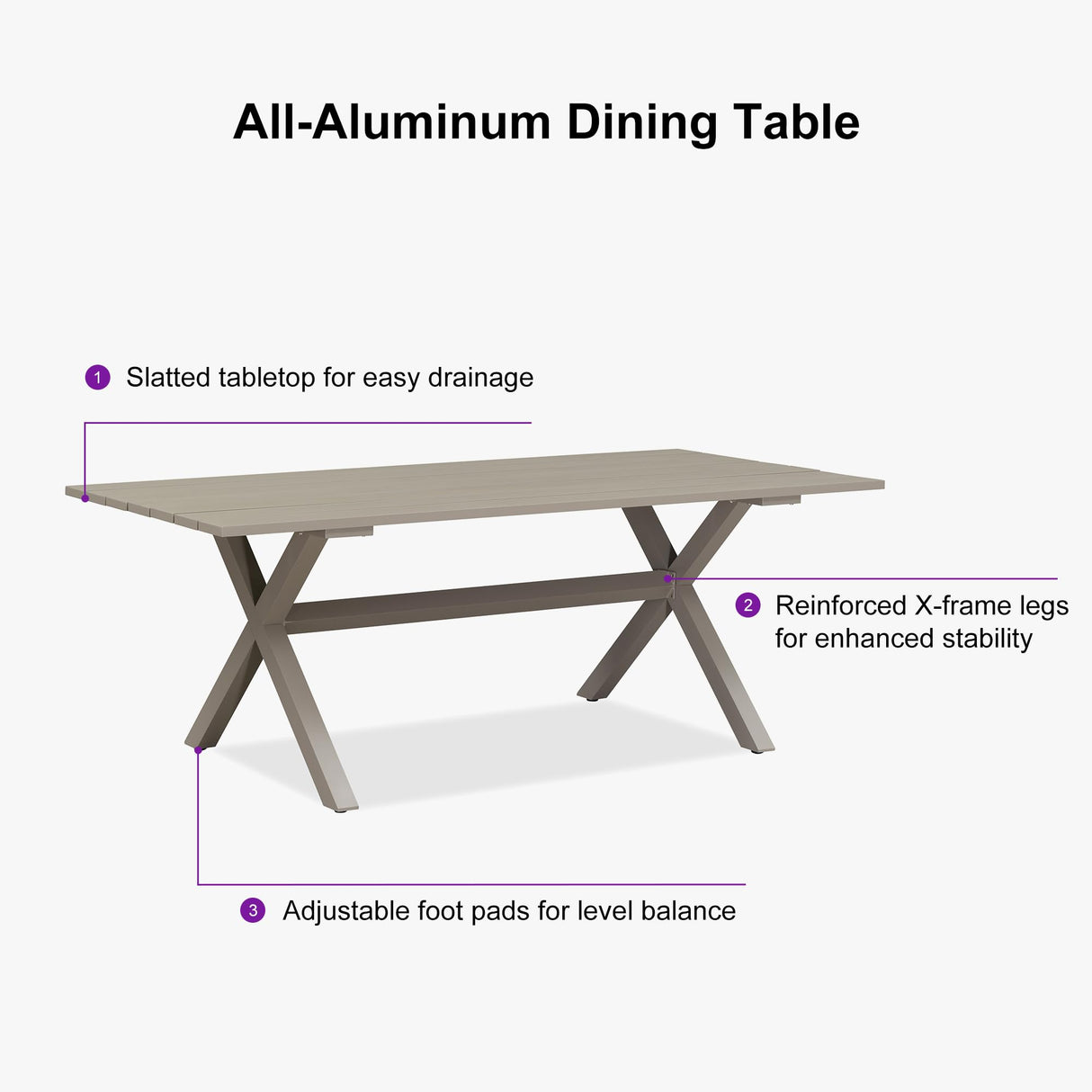 PURPLE LEAF 9 Pieces Outdoor Dining Set All Weather Wicker Patio Dining Set with Rectangular Aluminum Table and Modern Armrest Dining Chairs for Garden Deck Backyard Kitchen, Champagne PURPLE LEAF