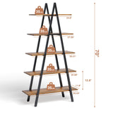 YOUDENOVA 5-Tier Ladder Bookshelf, Industrial A-Shaped Bookcase, Christmas Village Display Stand, Tall Ladder Shelf Storage Organizer for Living Room, Home Office, Black YOUDENOVA