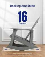 YEFU Outdoor Rocking Chair,Adirondack Rocking Chair,Patio Rocker Chair with Wide Back,Oversized Rocker Chair Look Like Real Wood, for Lawn, Porch, Backyard, Indoor and Garden(Grey) YEFU