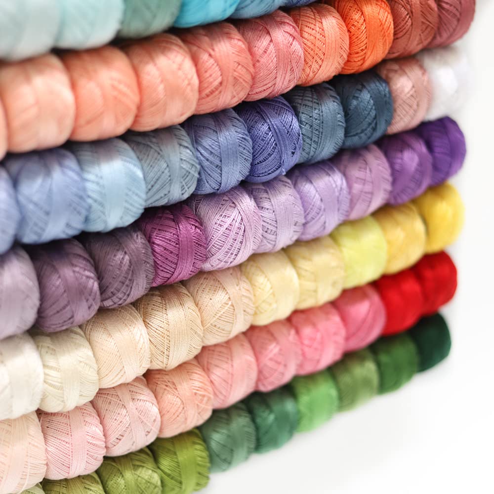 Asmoothread Size #8 Pearl Cotton Crochet Thread Embroidery Craft Needle Cross Stitch Egyptian Cotton Mercerized 10 Balls Set Asmoothread