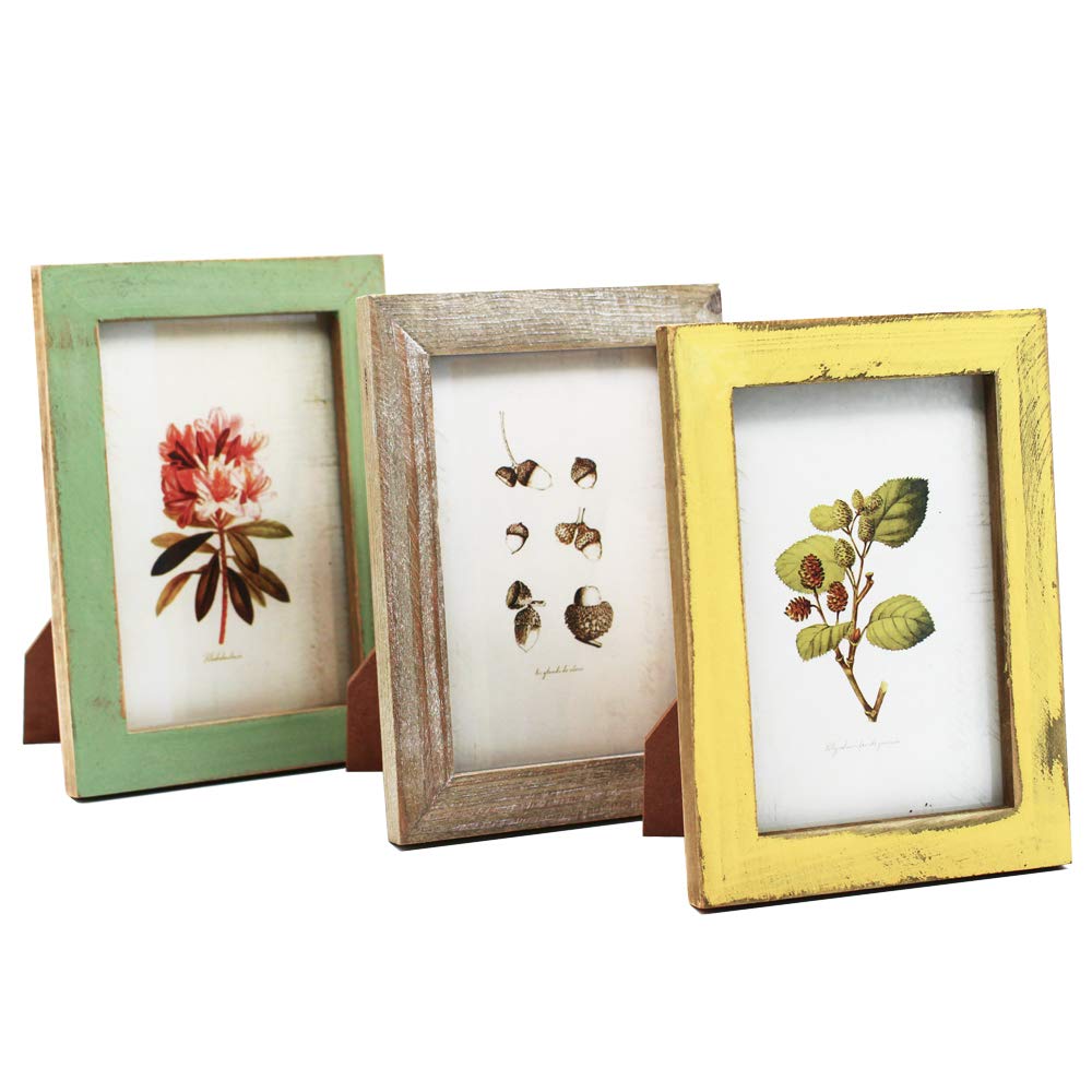 Yokoke 4x6 Inch Rustic Picture Frames - Farmhouse Distressed Frames 100% Reclaimed Wood Photo Frames for Tabletop or Wall Mounting - Vertical & Horizontal - Home Office Gallery Decor - 3 Pack - WoodArtSupply