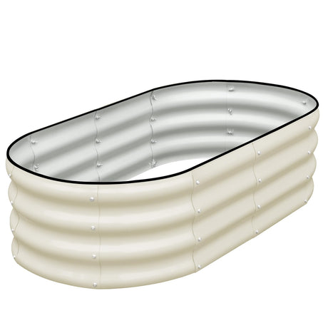 SnugNiture Galvanized Raised Garden Bed, 4x2x1ft Oval Metal Planter Box for Planting Outdoor Plants Vegetables SnugNiture