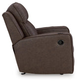 Signature Design by Ashley Lavenhorne Contemporary Faux Leather Upholstered Manual Rocker Recliner with 2 Cup Holders, Dark Brown Signature Design by Ashley