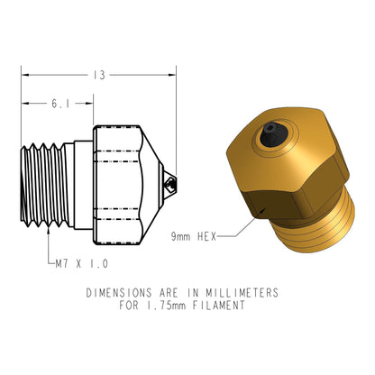 Diamondback Nozzles – MK10 PTFE Tube Compatible – Polycrystalline Solid Diamond Tip 3D Printer Nozzles, Improved Extrusion, Any Filament, Long Life, Wear Resistant, USA Made (0.4mm) - WoodArtSupply