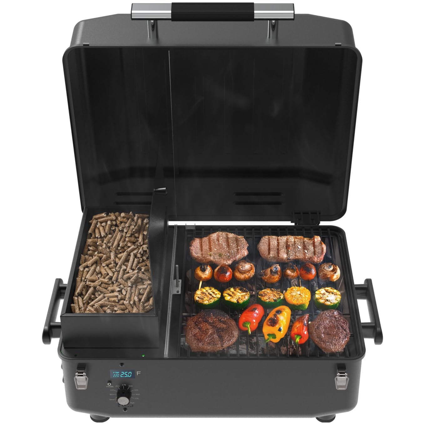 Z GRILLS 200A Portable Wood Pellet Grill & Smoker, Tabletop Wood Pellet Smoker with PID V2.0 Controller, Meat Probes, 202 sq.in Cooking Area, Fit for RVs, Road Trips & Apartments