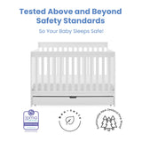 Delta Children Mercer 6-in-1 Convertible Crib with Storage Trundle, Greenguard Gold Certified, Bianca White Delta Children