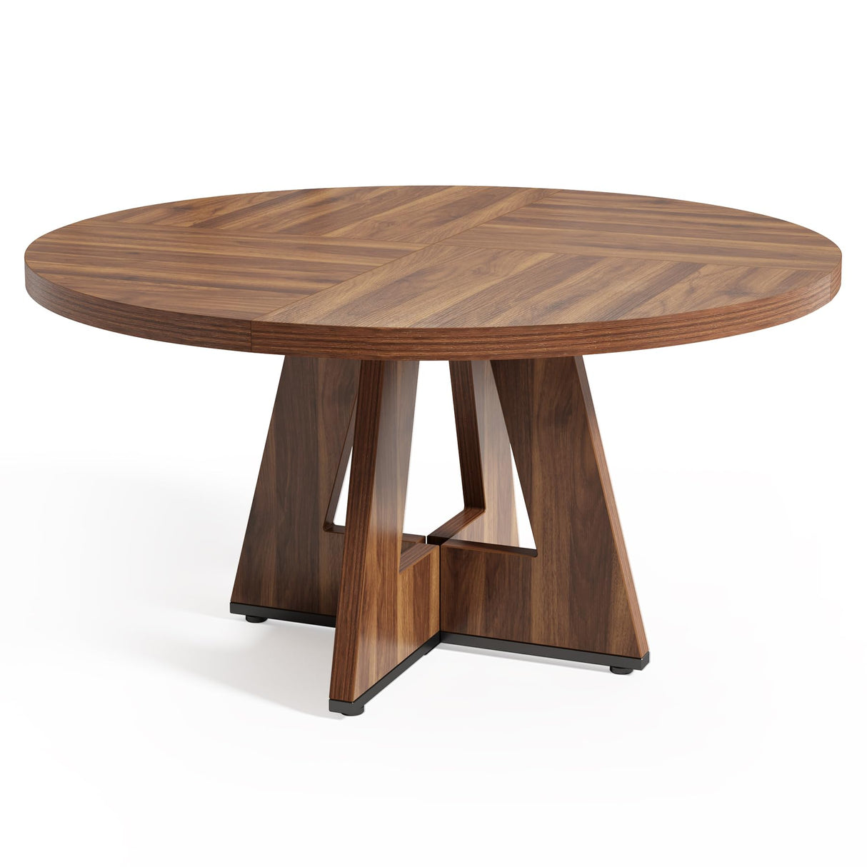 LITTLE TREE Round Dining Table for 4-6 People, 47 Inches Dining Room Table with Wooden Pedestal Base, Brown Dinner Tables, Circle Kitchen Tables for Dining Room, Kitchen, Living Room(Table Only) LITTLE TREE