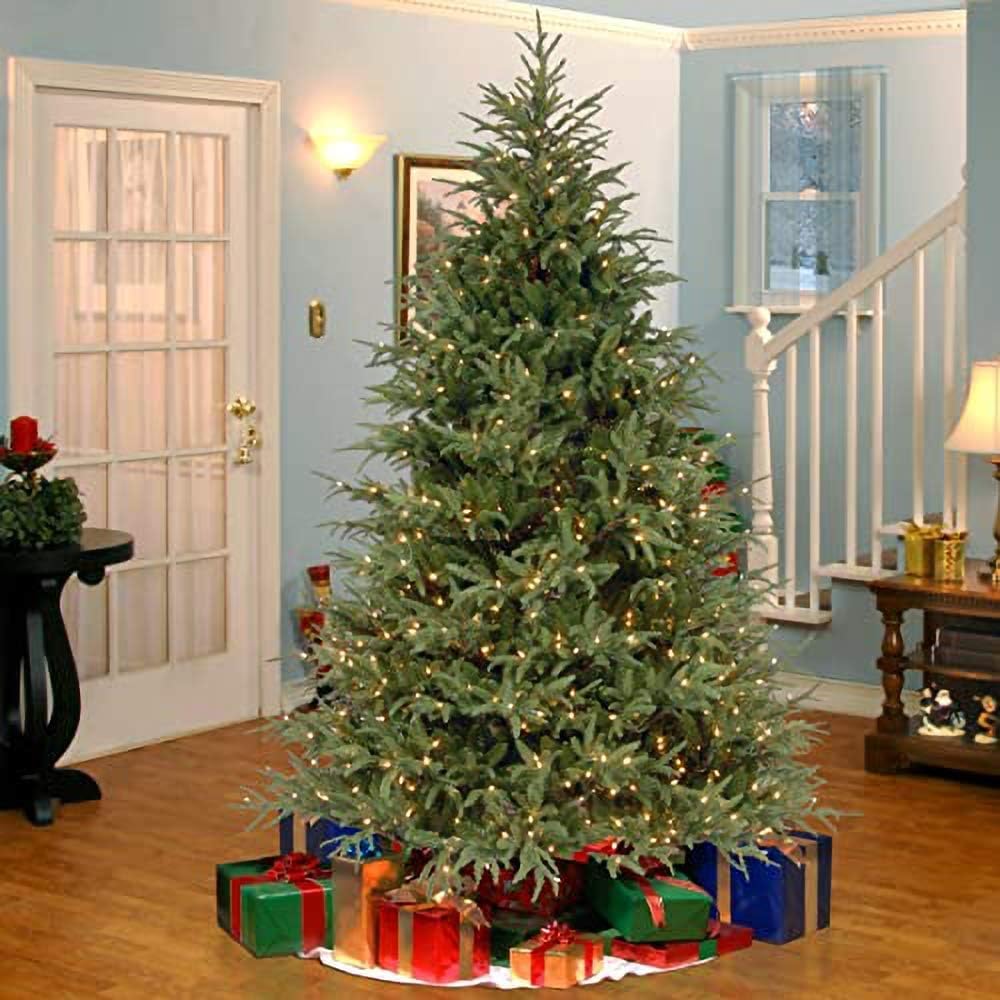 National Tree Company Pre-Lit 'Feel Real' Artificial Full Christmas Tree, Green, Frasier Grande, White Lights, Includes Stand, 7.5 Feet