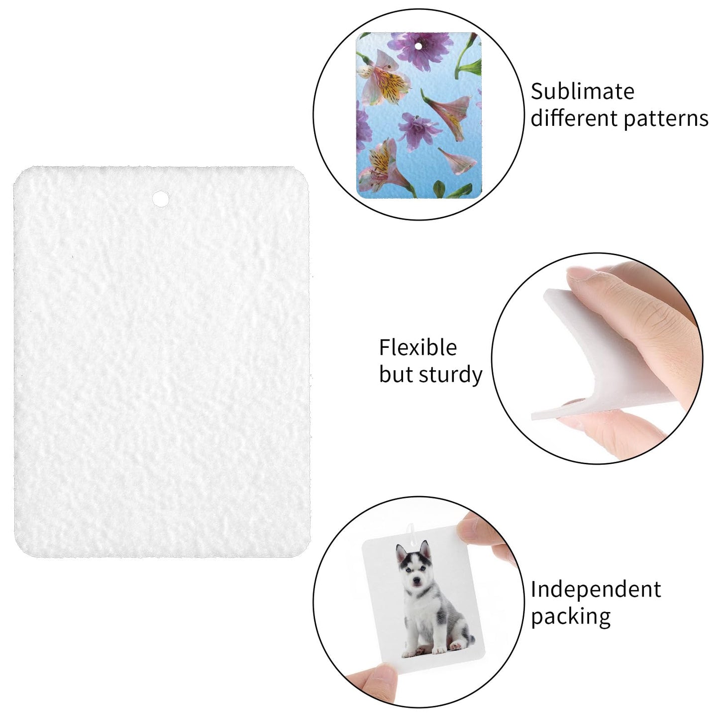 25Pcs Sublimation Air Fresheners Blanks,White Personalized Car Air Freshener Picture with 25pcs Bag and String for DIY Car Interior Decoration and Your Home(3.86 x 2.99Inch)