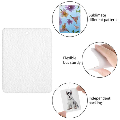 25Pcs Sublimation Air Fresheners Blanks,White Personalized Car Air Freshener Picture with 25pcs Bag and String for DIY Car Interior Decoration and Your Home(3.86 x 2.99Inch)