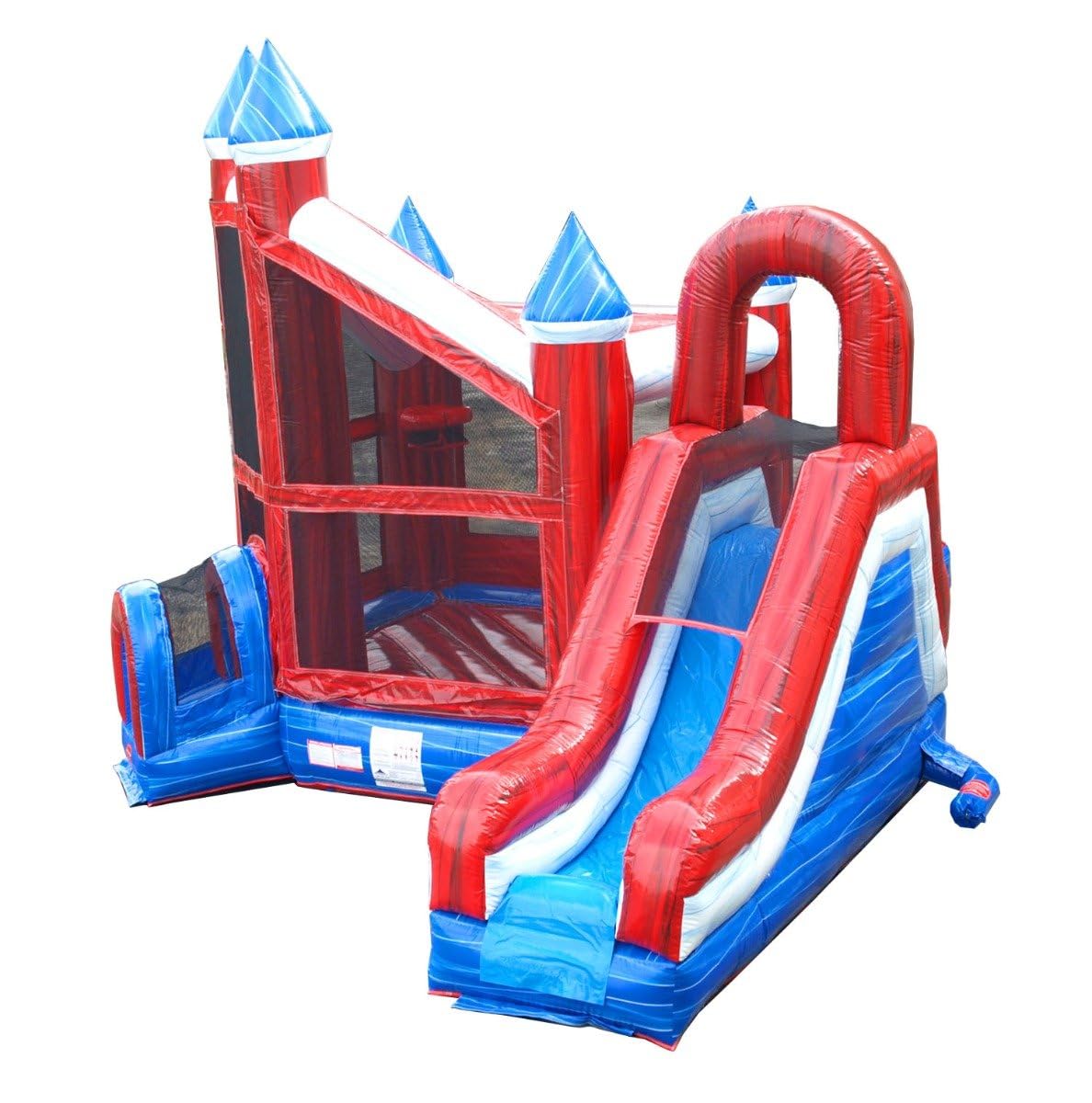 TentandTable Inflatable Bounce House with Slide for Kids 5-12 Large, Commercial Grade Bouncy Castle for Adults, Jump House, Includes Electric Air Blower, 19' L x 15' W x 16' H, Red White and Blue TentandTable