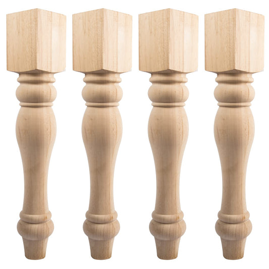 La Vane 16x3.5x3.5inch Chunky Farmhouse Table Legs, Set of 4 Unfinished Rubber Wood Replacement Table Legs for Bench Coffee Table Dining Table - WoodArtSupply