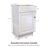 Design House 597112 Wyndham Unassembled Bathroom Vanity Cabinet Without Top, 18 x 16/1 Door, White Design House
