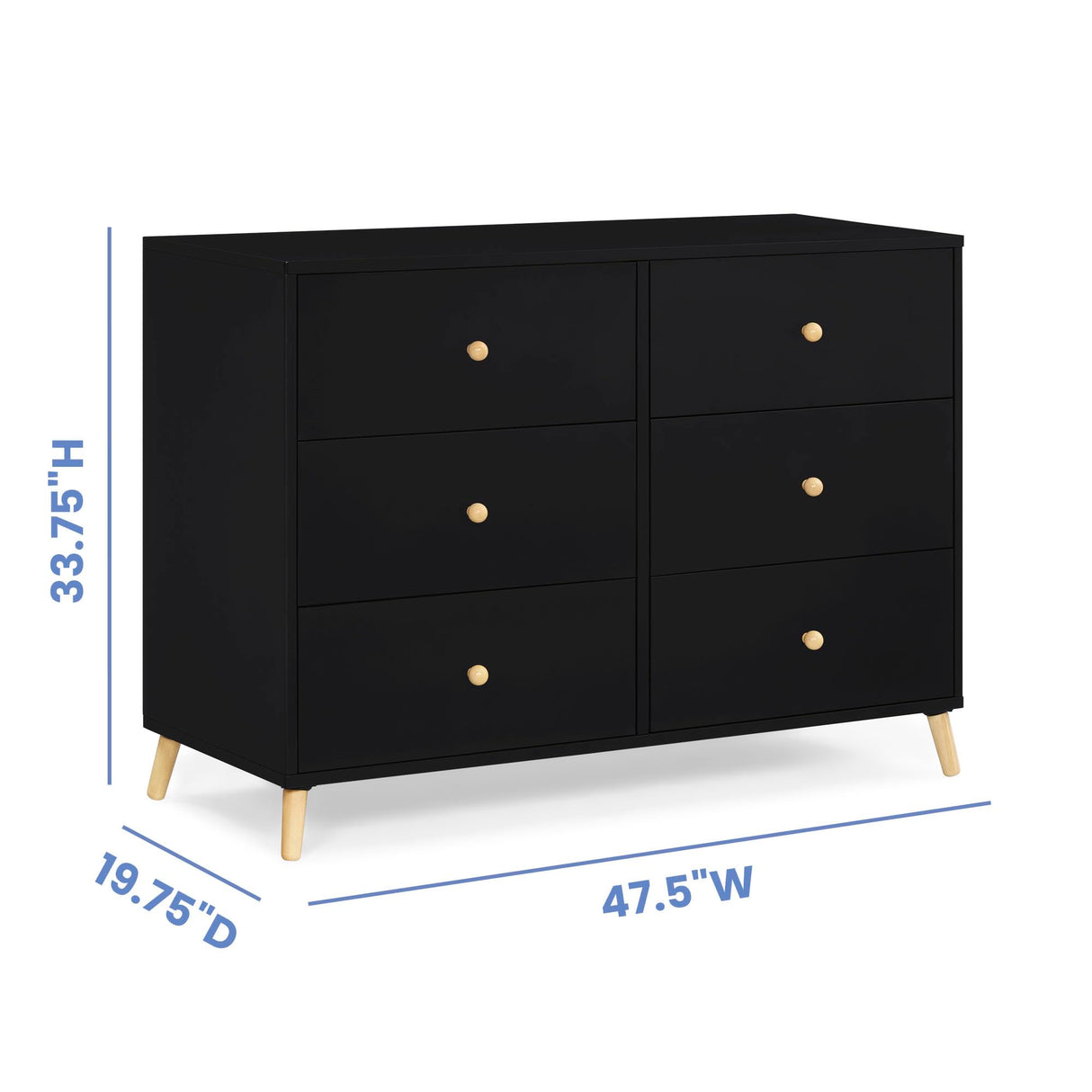 Delta Children Essex 6 Drawer Dresser, Black/Natural Delta Children