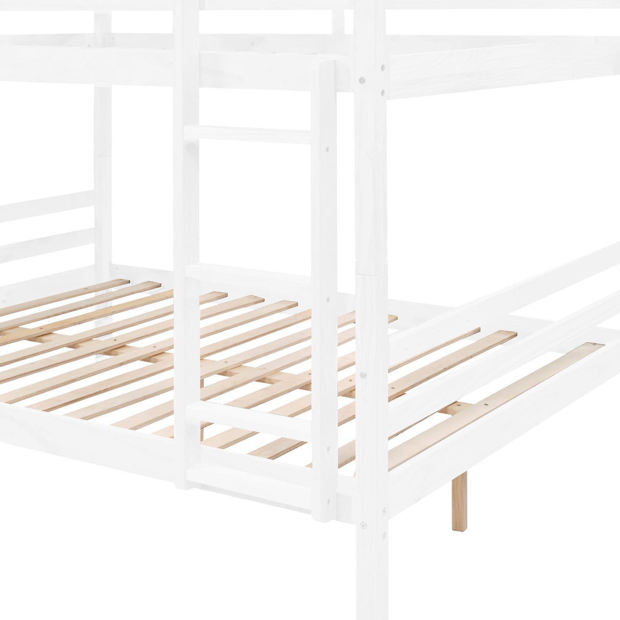 FLEXISPOT Full Over Full Solid Wood Bunk Bed with Ladder,Wooden Bunk Bed with High Guardrail and Ladder for Kids, Teens, Dorm Rooms, and Guest Rooms,No Box Spring Needed,White FLEXISPOT