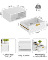 Aienvey Floating nightstand, Floating Shelf with Drawer, Wall Mounted Nightstand, Floating Bedside Table (White Diamond) Aienvey