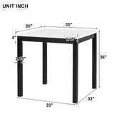 5 Piece Counter Height Dining Table Set with Square Faux Marble Table and 4 Upholstered Chairs, Solid Wood Kitchen Dining Table Set for Small Spaces, Family Kitchen and Dining Room.(Black) Bellemave