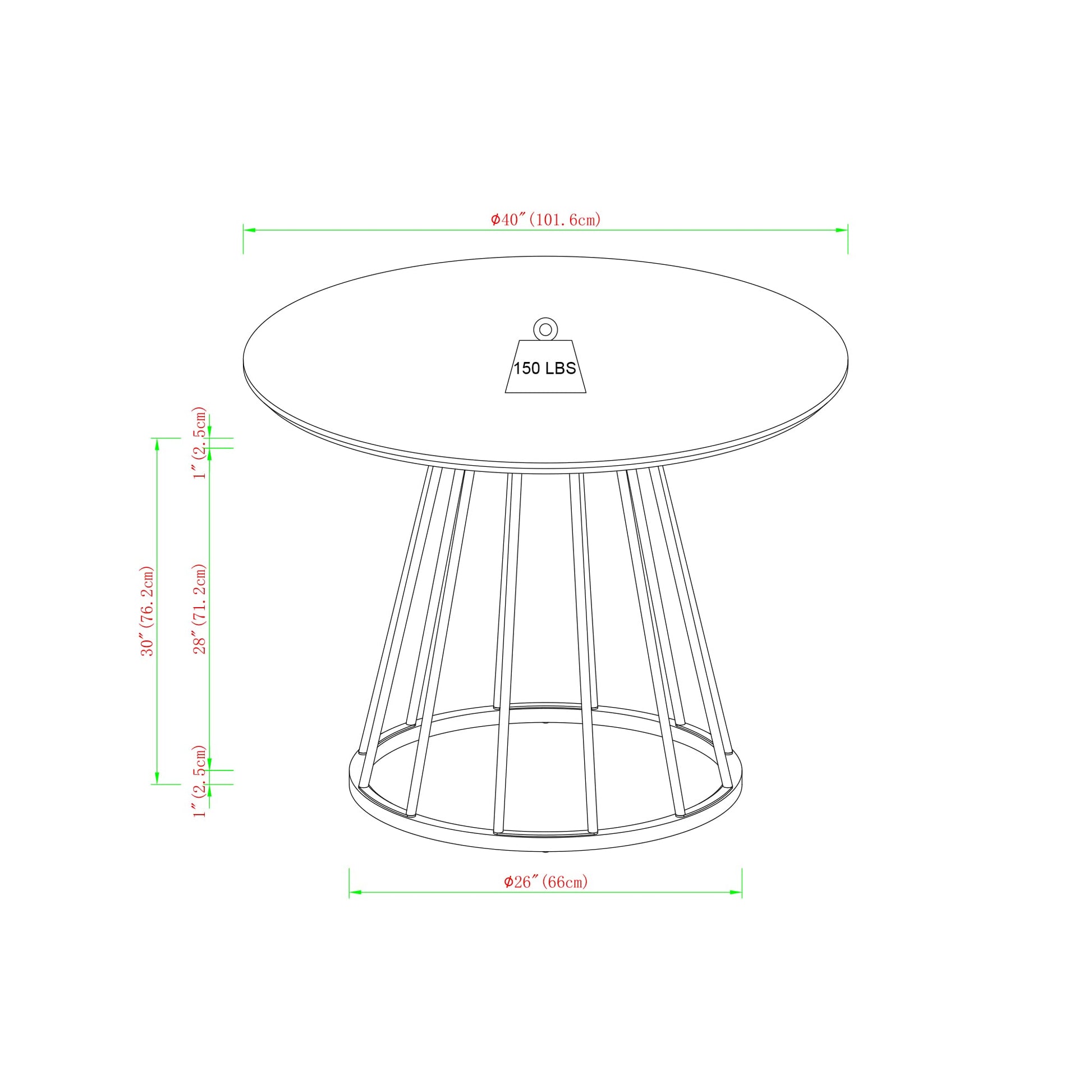 Walker Edison Vivv Modern Round Dining Table with Metal Base, 40 Inch, Dark Walnut/Black - WoodArtSupply