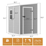 Outdoor Resin Storage Shed 5x4 FT Sheds Kit with Floor Window Lockable Door Included, Waterproof Outside Plastic Sheds for Backyard Garden Patio Lawn Tools WELYAS