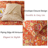 FADFAY Paisley Duvet Cover Set Queen Bohemian Damask Paisley Bedding Luxurious Orange Boho Paisley Comforter Cover Set 100% Cotton Ultra Soft Quilt Cover with Hidden Zipper Closure 3Pcs, Queen Size FADFAY