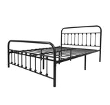 YALAXON Vintage Sturdy Queen Size Metal Bed Frame with Headboard & Footboard - No Box Spring Needed, Black YALAXON