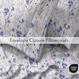 RUVANTI 100% Cotton Sheets – King Size Percale Bedding, Cooling & Breathable Floral Design, Durable with a Crisp, Soft & Comfortable Feel, 16" Deep Pocket, 4-Piece Set, Sweet Pea