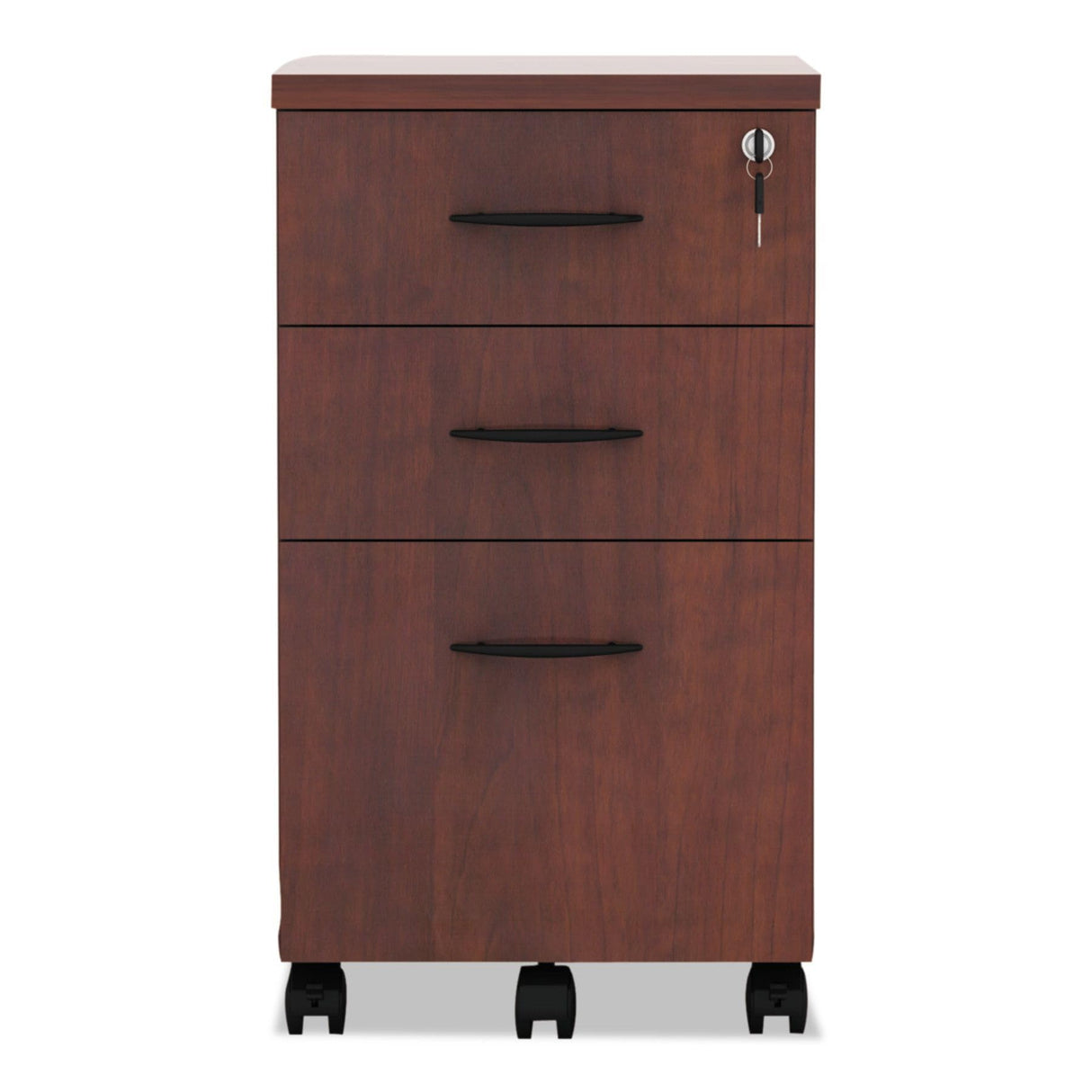 Alera ALEVA572816MC 15.88 in. x 20.5 in. x 28.38 in. Valencia Series 3-Drawer Mobile File Pedestal - Cherry Alera