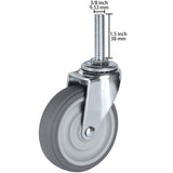 Finnhomy Caster Wheels 3 Inch Set of 4 Heavy Duty Threaded Stem Casters 3/8"-16 x 1-1/2" Swivel Rubber Industrial Castors Premium Wheels for Wire Shelving/Furniture/Carts Load Bearing 720 Lbs Gray Finnhomy