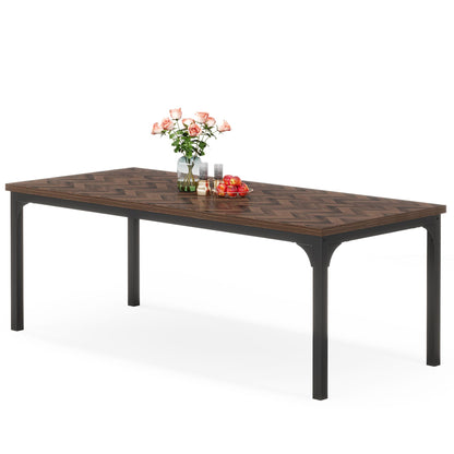 Tribesigns Farmhouse Dining Table for 6-8, 70.9 Inch Rectangular Wood Kitchen Table with Heavy Duty Metal Legs, Industrial Dinner Table for Dining Room, Living Room, Brown - WoodArtSupply