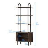 Espelism 71" Tall Mid-Century Display Shelf Bookshelf with Sliding Tambour Doors, 4-Tier Freestanding Vinyl Record Player Stand Fluted Storage Cabinet for Living Room, Bedroom, Home Office Espelism