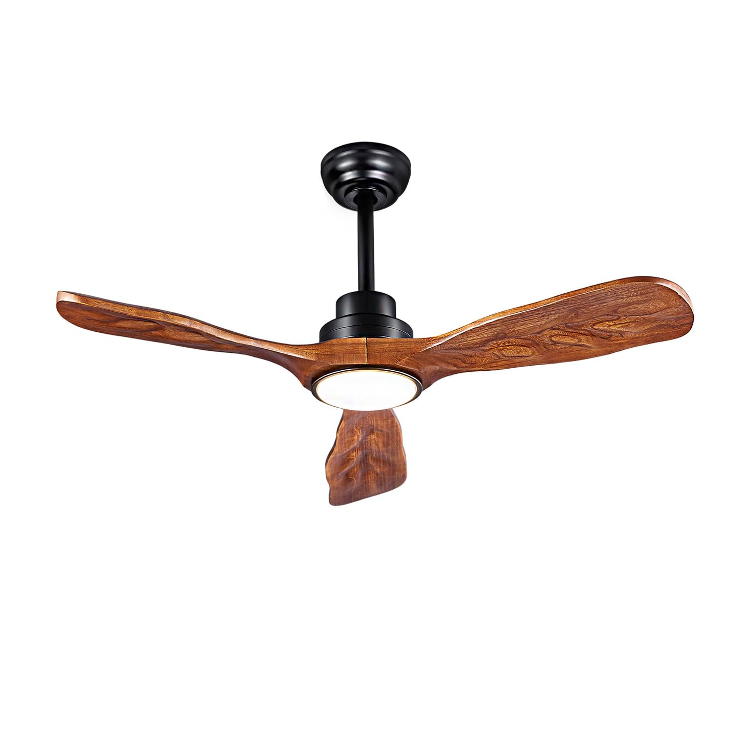 42” Ceiling Fan with Lights and Remote Control Ceiling Fan, Wooden Ceiling Fan with Lights Silent Reversible DC Motor with 3 Blades for Farmhouse, Living Room, Bedroom, Office. (Black + Walnut)