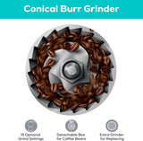 CASABREWS Espresso Machine with Grinder, Professional Coffee Maker with Milk Frother Steam Wand, Barista-Quality Cappuccino Latte Machine with LCD Display, Great for Coffee Enthusiasts CASABREWS