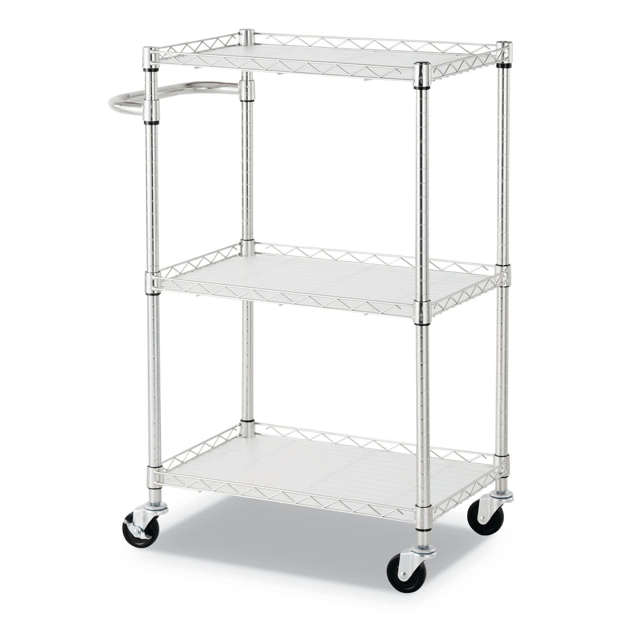 Alera ALESW322416SR 24 in. x 16 in. x 39 in. 450 lbs. Capacity 3-Shelf Wire Cart with Liners - Silver Alera