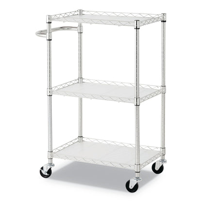 Alera ALESW322416SR 24 in. x 16 in. x 39 in. 450 lbs. Capacity 3-Shelf Wire Cart with Liners - Silver