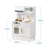 Best Choice Products Wooden Pretend Play Cottage Kitchen Kids Toy w/Storage, Scalloped Edge, 5 Accessories, Microwave, Oven, Clicking Knobs - White Best Choice Products