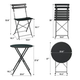 Bistro Table and Chairs Set of 2, 3 Piece Outdoor/Indoor Folding Patio Bistro Sets, 2 Chair Patio Furniture Set with Table, Premium Frame Foldable Coffee Tables for Balcony, Yard, Garden, Black IDEALHOUSE