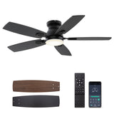SUNMORY 42" Ceiling Fans with Lights and Remote/APP Control, Low Profile Ceiling Fan with Light, Reversible, Quiet 6 Speeds, Stepless Dimmable, Flush Mount Ceiling fan for Bedroom Indoor/Outdoor Use SUNMORY