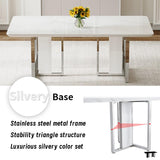 MEMUY 79" Modern Dining Table Set for 8,Faux Marble Dining Room Table Top with Silver Metal Pedestal, Glossy White Kitchen Room Table Set for 8-10 Person,Dining Room Table with 8 White Chairs MEMUY