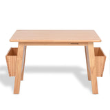 KRAND Kids Solid Wood Table and 2 Chair Set with Storage Desk and Chair Set for Children Toddler Activity Table (Solid Wood/Natural) KRAND