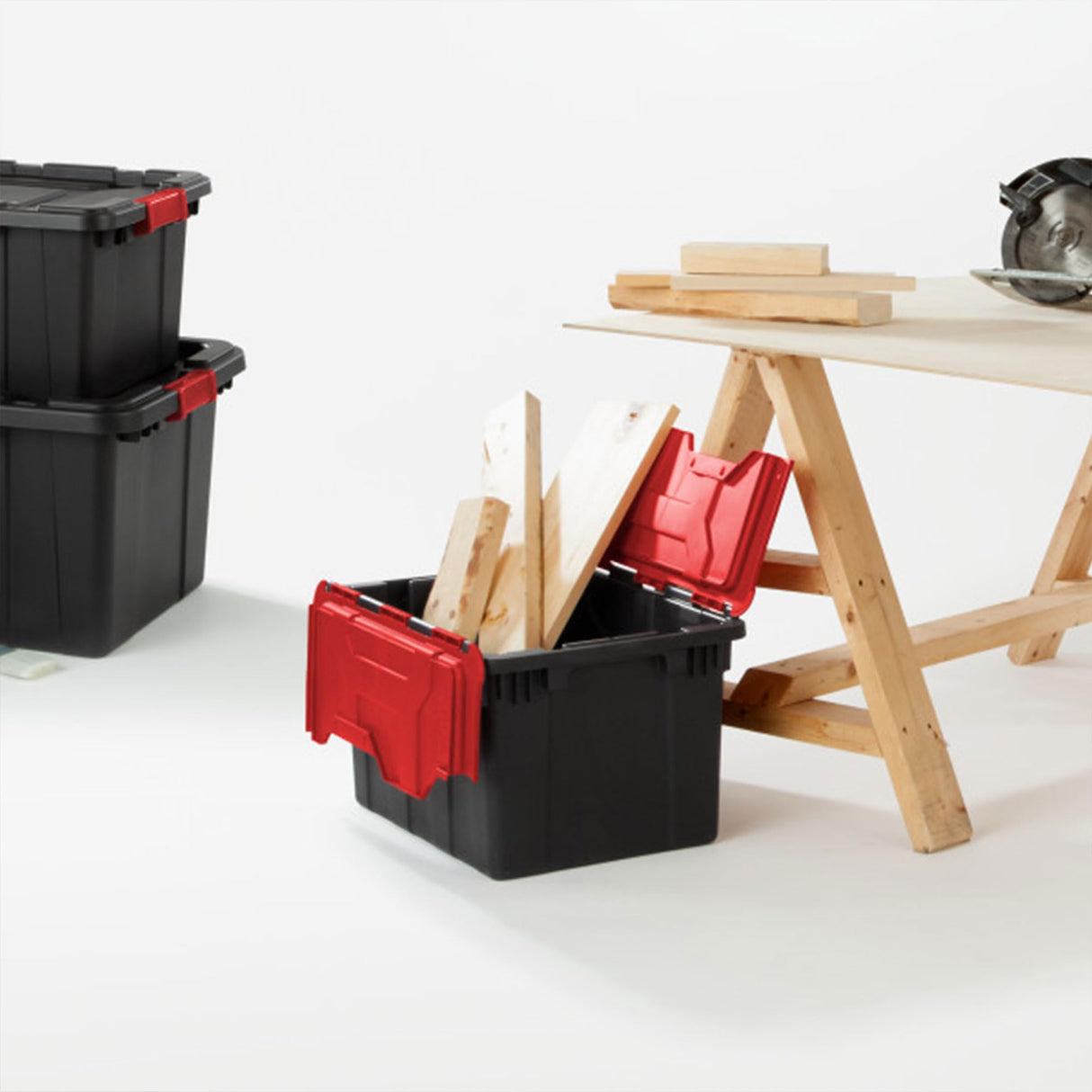 Sterilite 6-Pack 12 Gallon Hinged Lid Industrial Tote, Heavy-Duty Plastic Organizer - Stackable Multipurpose Home Storage Bins with Contoured Handles for Garage, Basement or Attic Organization Sterilite