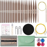 Lewhoo Circular Knitting Needles Set, 13 Pairs Interchangeable Aluminum Round Circular Needle for Knitting with Bag 3.0~10.mm Lewhoo