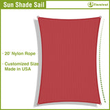 FLORALEAF Sun Shade Sail 15' X 22' Rectangular Waterproof Sun Sail UV Block Canopy for Outdoor Patio Lawn Garden Backyard, Red FLORALEAF