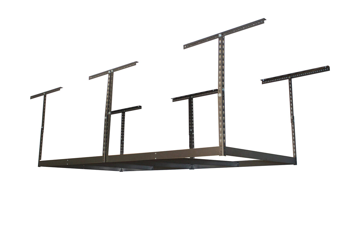 MonsterRax 4x8 Overhead Garage Storage Rack Frame Kit - Hanging Storage Shelves, Garage Ceiling Storage Rack System, Overhead Garage Organizers And Storage, Ceiling Shelving - (Hammertone, 12"-21") MonsterRAX Storage Solutions