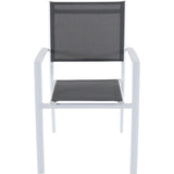 Cambridge Nova 11-Piece Outdoor Dining Set with 10 Stackable Sling Chairs and Extra Large Expandable Outdoor Patio Dining Table, Weather Resistant and Easy to Clean Metal Patio Set, Gray/White CAMBRIDGE