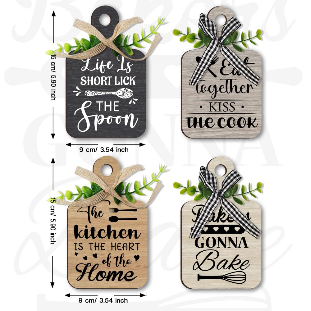 PH PandaHall 4pcs Kitchen Wooden Hanging Signs, Wall Decor Wood Sign Kitchen Wall Decor Hanging Plaques Farmhouse Eat Sign Wood Bar Sign for Home Kitchen Dining Living Room Bar Cafe Art Decor