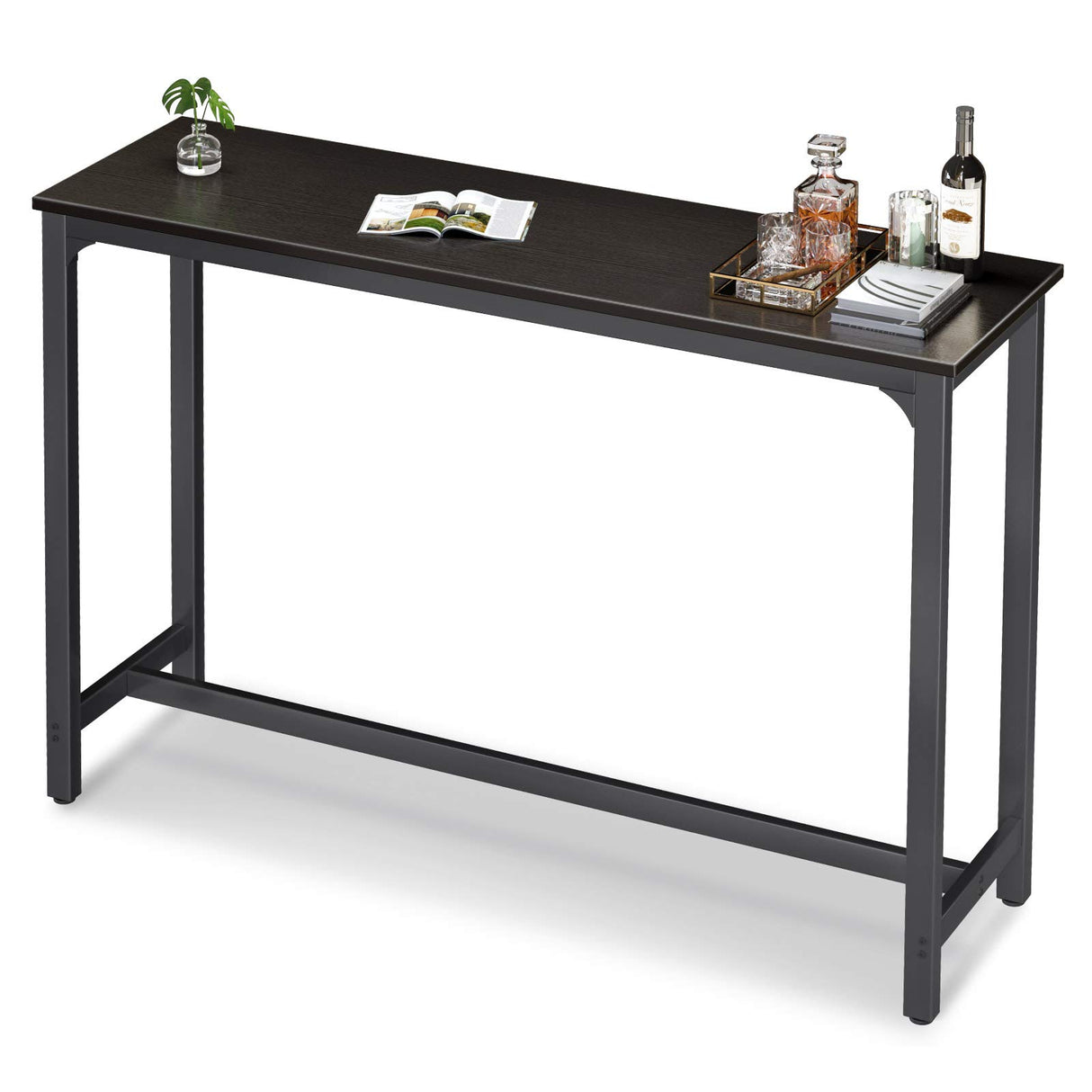 ODK 55 Inch Bar Table, Bar Height Pub Table, Counter Height Bar Table, Rectangular High Top Kitchen & Dining Counter Tables with Sturdy Legs & Easy-to-Clean Top, Indoor use, Black ODK